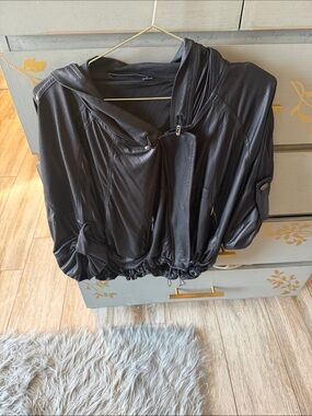 Lauren Vidal Black Hooded Bomber Jacket